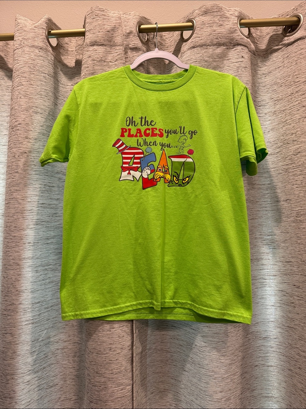 🚨2/$10🚨Kids Graphic Tee - Lime Green "Oh the Places You'll Go"